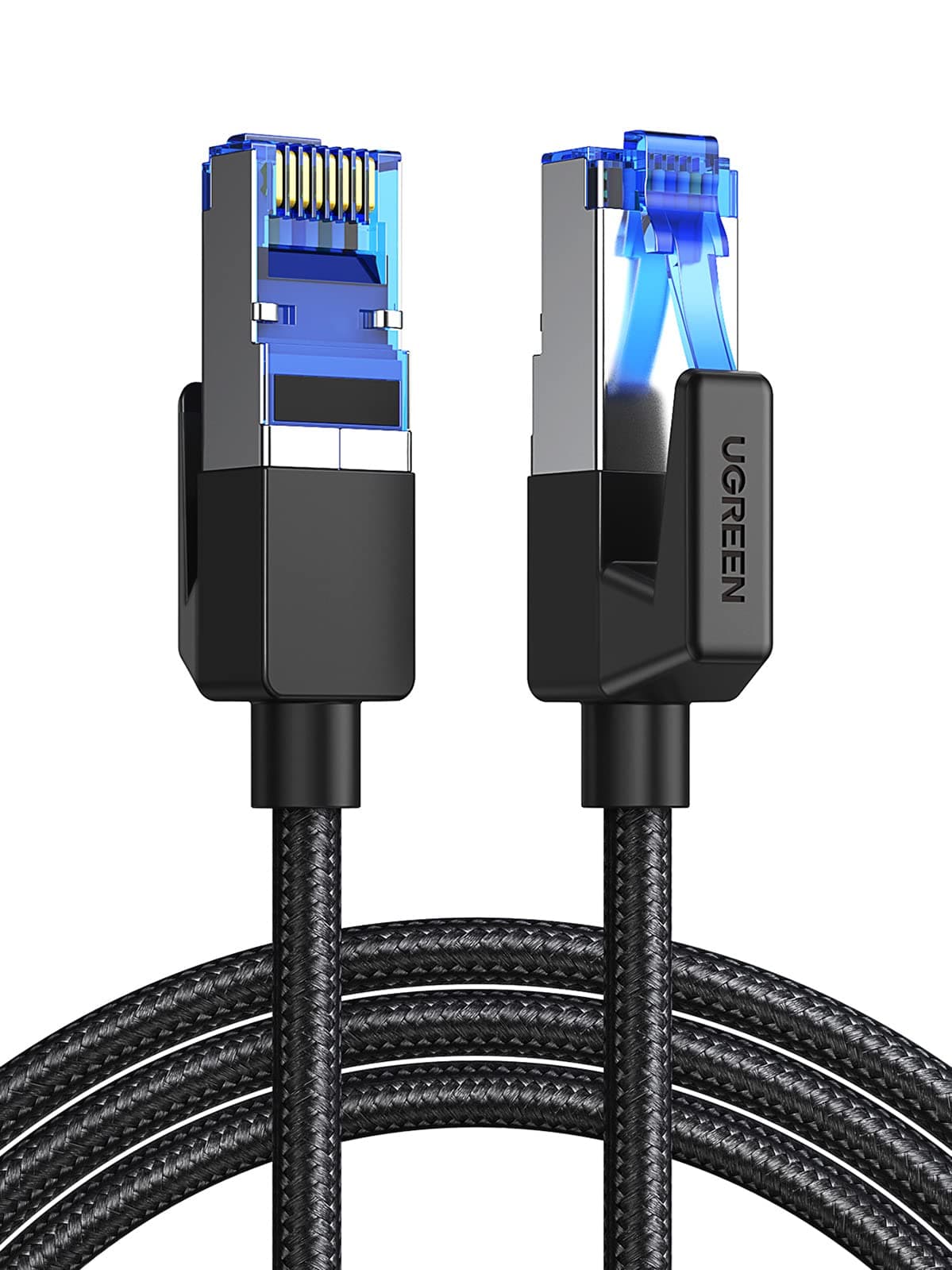 UGREEN LAN Cable, 2M Mesh, Category 8 Connector, Ultra High Speed 40Gbps/2000MHz, CAT8 Compliant, Ethernet Cable, Prevents Clip Breakage, Shielded, Compatible with Modem, Router, PS3, PS4, Xbox and