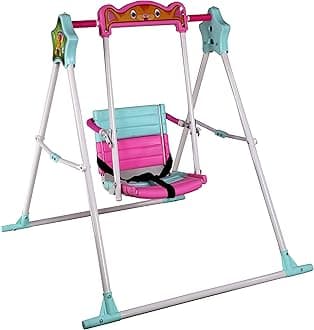 Maanit Garden & School Toy Single Seater Alloy_Steel Swing For Children Babies Indoor Outdoor (Blue,Pink), 117 Centimeters