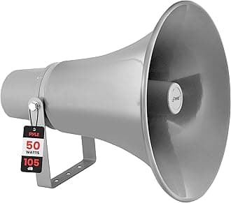 Pyle 50W Compact PA Horn Speaker - 13.5 Inch Indoor/Outdoor Megaphone with 400Hz-5KHz Range, 8 Ohm, 70V Transformer & Mounting Bracket for 70V Sound Systems (PHSP131T)
