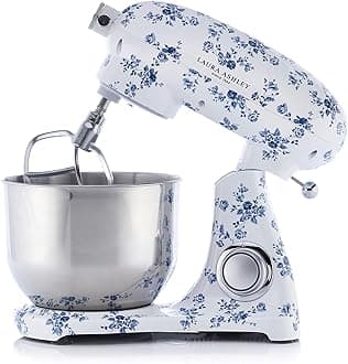 Laura Ashley6.3 Quarts Electric Stand Mixer with Attachments - 800W Easy to use Countertop Kitchen Mixer with Bowl - Cake, Dough Mixer Machine with Dough Hook, Beater, Egg Whisk & Handy Splash Cover