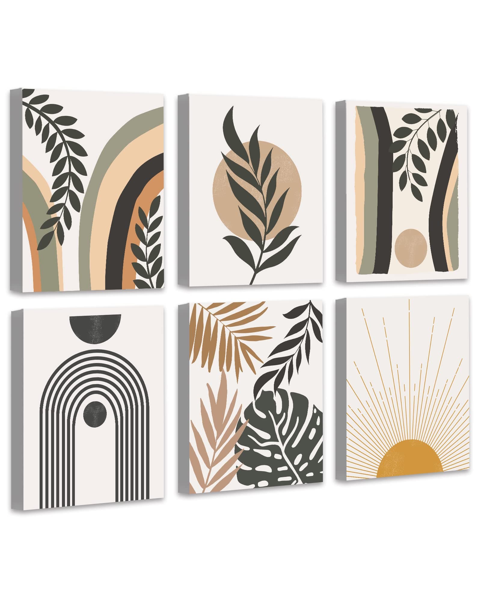 Boho Wall Art Minimalist Wall Art Boho Room Decor Mid Century Modern Framed Canvas Wall Art Abstract Boho Wall Decor Bohemian Moon Phases Wall Painting For Living Room Bedroom Kitchen Office Home