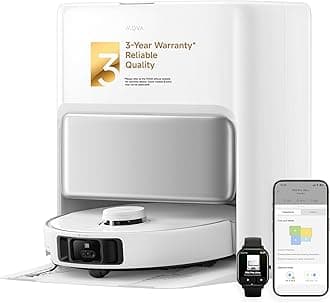 P50 Pro Ultra Robot Vacuum Cleaner with Removable Lift Broom, 19,000Pa Suction, Tangle-Free Brush, Side Brush, Extended Cleaning, Broom, and 75°C Washing Board