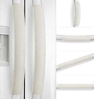 Refrigerator Door Handle Covers, Set of 6, Adjustable Appliance Handle Covers, Keep Your Kitchen Clean, Microwave Oven Stove Dishwasher Handle Protector, Non Slip Fridge Handle Cover (Ivory)