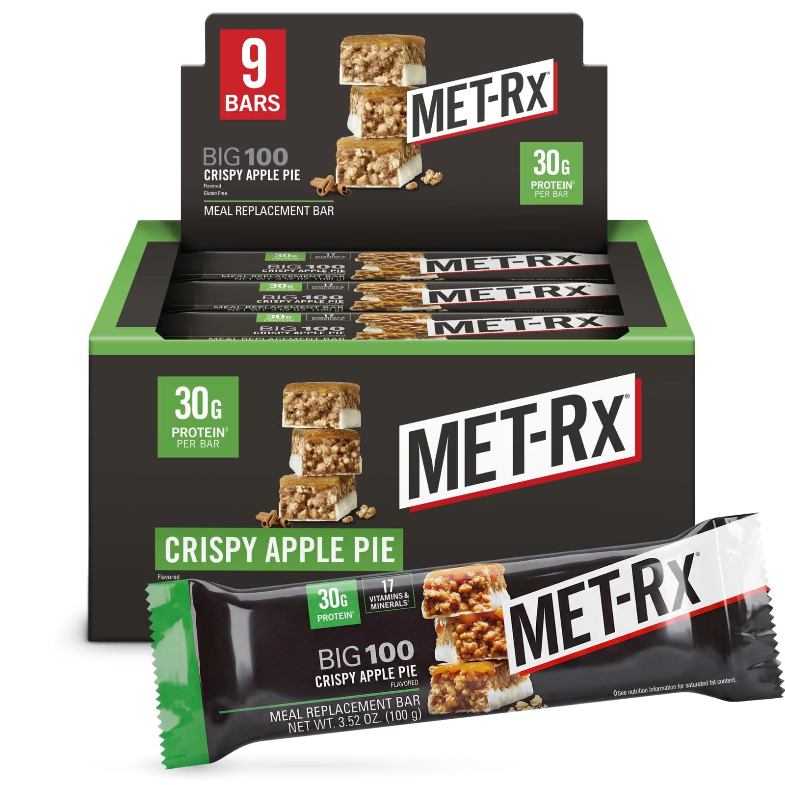 Met-RX Big 100 Colossal Bars, Apple Pie, 9-Piece