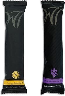 White Towel Services 8" x 8" inch Moist Cotton Towel Individually Wrapped - Lemon and Lavender (Case of 100)