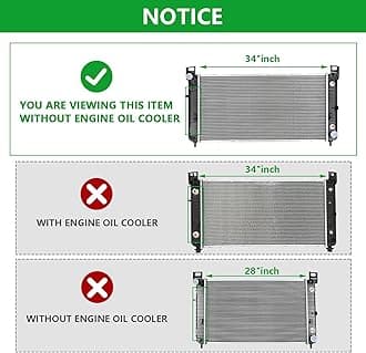 34" Core Radiator Complete Assembly Compatible with 2000-2002 Suburban 1500 5.7L 2000-2014 Suburban 1500 5.3L 2000-2009 Suburban 2500 6.0L 2006-2009 Suburban 1500 6.0L 2423