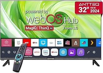 Antteq 32 Inch TV Smart WebOS Televisions MagiQ 32" with ThinQ AI, Voice Magic Remote, Airplay, Apple TV+, Netflix, Freeview, YouTube, WiFi, 2024 Black