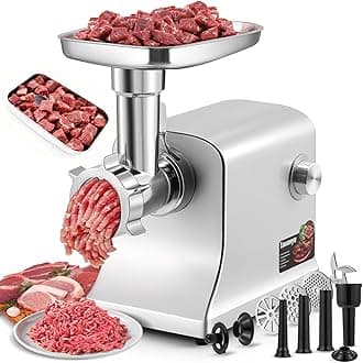 Huanyu Electric Meat Grinder Sausage Maker Machine 2800W Max Heavy Duty with Stainless Steel Blade&3 Grinding Plates, Sausage Stuffer Tubes & Kubbe Kit for Home Kitchen Using