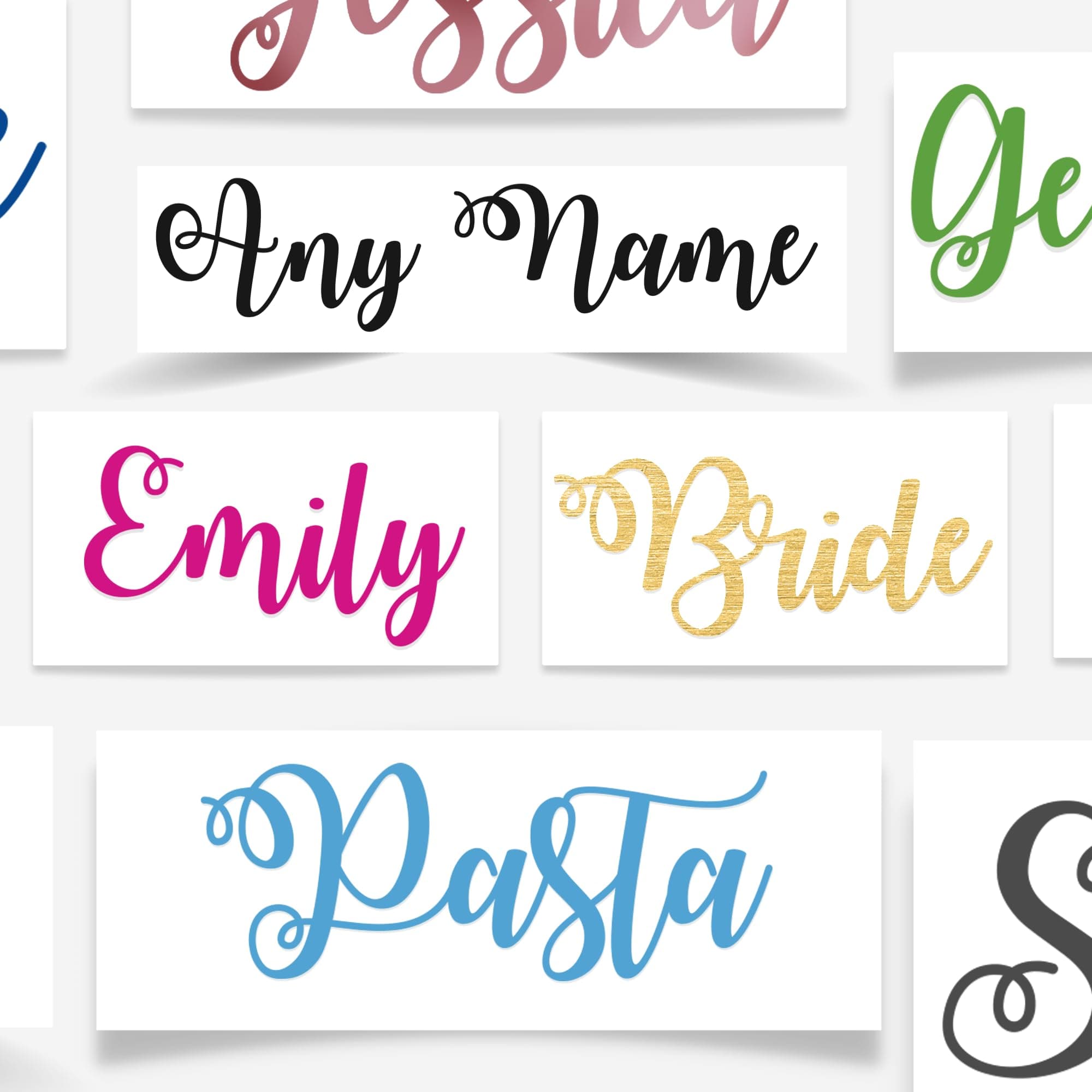 Personalised Vinyl Name Stickers - Label Small Medium Large - Various Heights - Range of Beautiful Colours - Perfect for Bottles Balloons Weddings and Other Events Decal