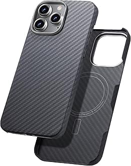 Aramid Fiber for iPhone 16 Pro Case,Compatible with Magnet,Slim & Light Case for iPhone 16 Pro, Touch Feeling, Black/Grey(Twill)