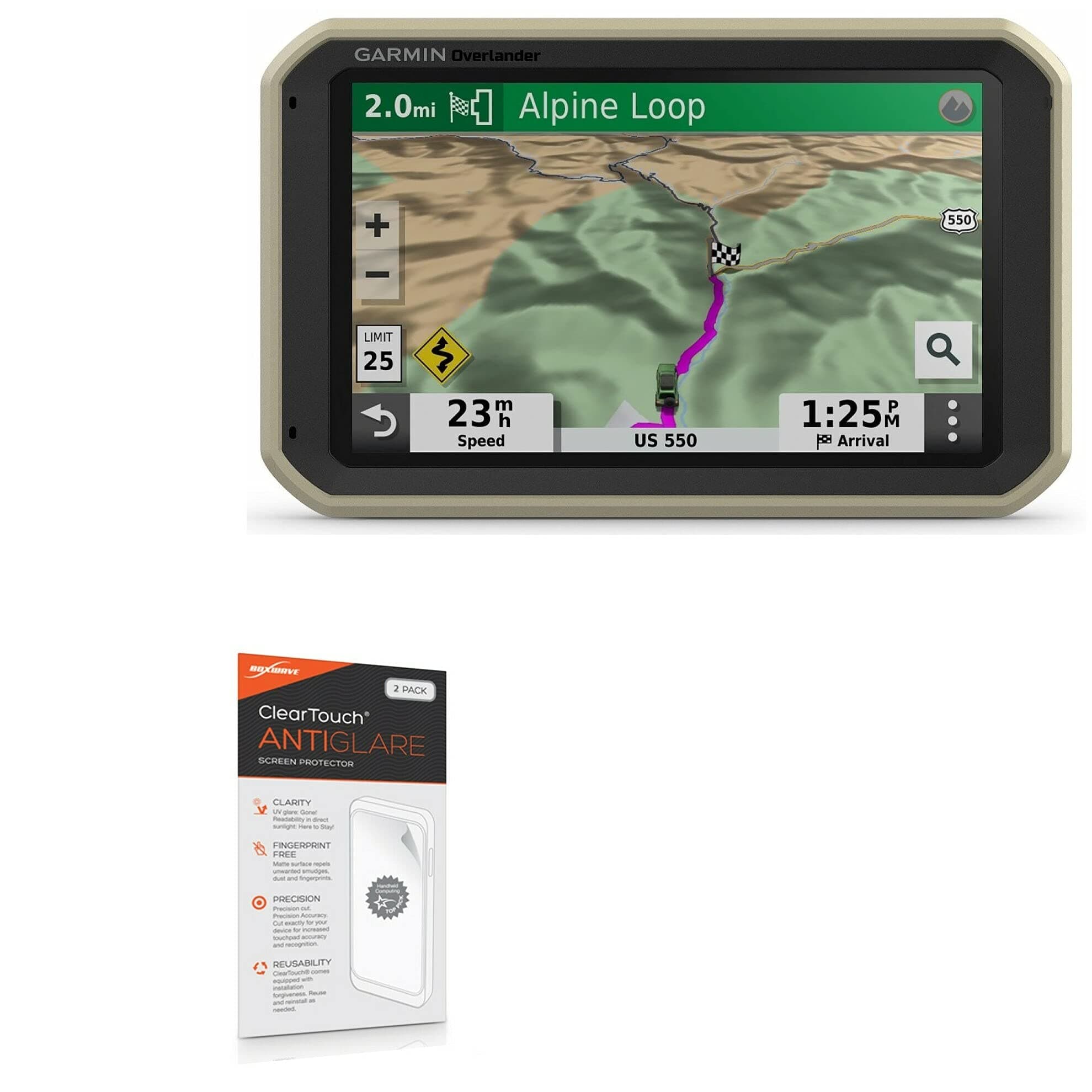 Screen Protector Compatible with Garmin Overlander - ClearTouch Anti-Glare (2-Pack), Anti-Fingerprint Matte Film Skin