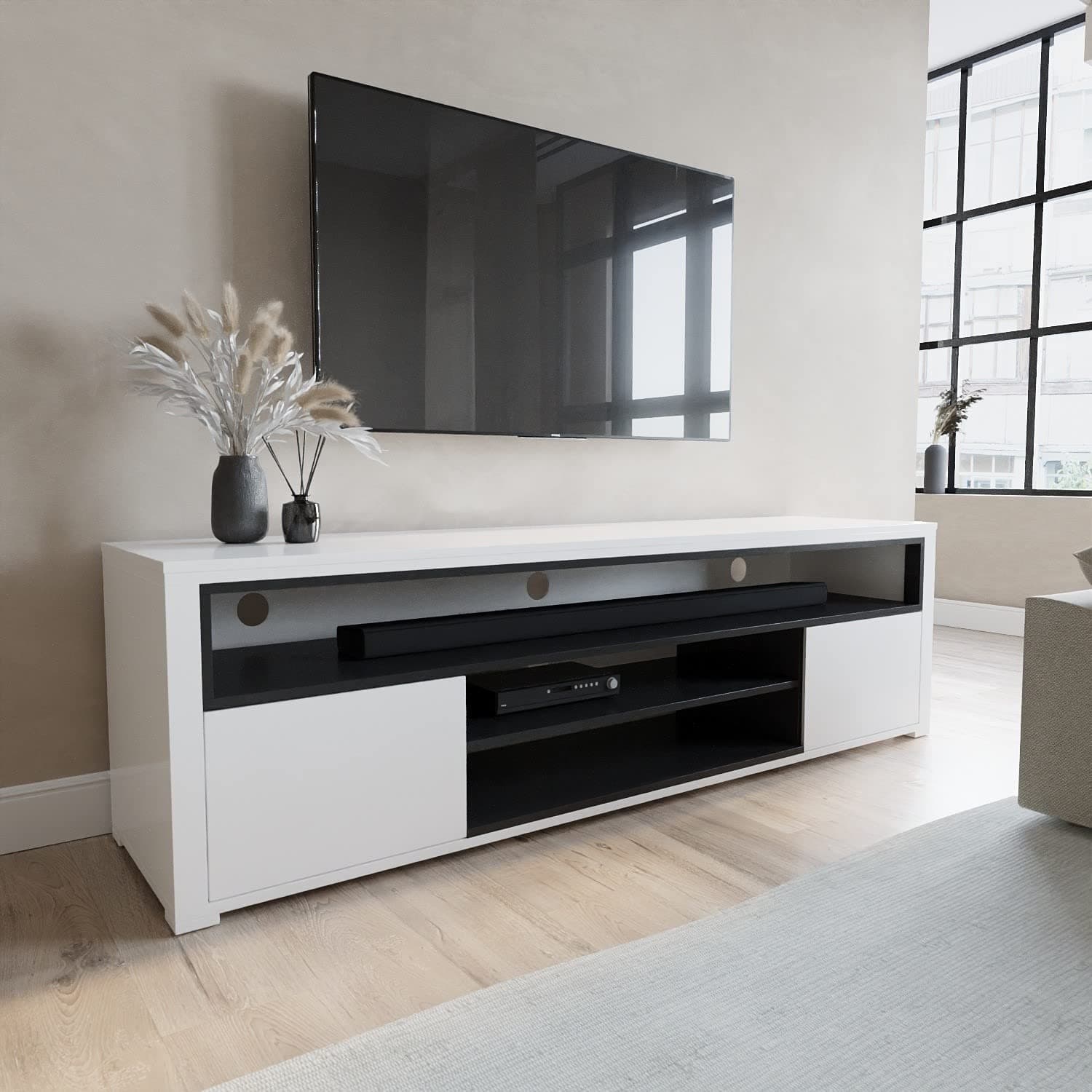 Evoque Large White & Grey Gloss TV Unit - TV's up to 70" - Neo