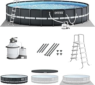 Ultra XTR 18 ft x 52 in Above Ground Pool Set, Round Swimming Pool with Steel Frame, 2100 GPH Sand Filter Pump, Ladder, Cover, & Ground Cloth