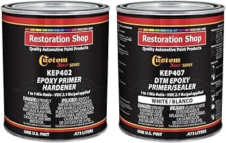 Custom Shop -White Epoxy Primer/Sealer 2.1 VOC (1 Quart Kit) Anti-Corrosive DTM High-Performance Primer for Automotive and Industrial use Kit = 1 Pint Epoxy Primer +1 Pint. Epoxy HDR. (1-1 Mix)