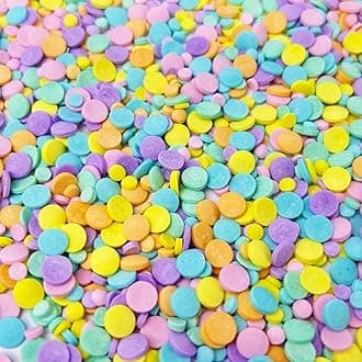Easter Pastel Confetti Sprinkles for Cake Decorating, Mix Edible Rainbow Flat Round Sugar, Ideal for Cookie, Macaron, Cupcake, Ice Cream Topping