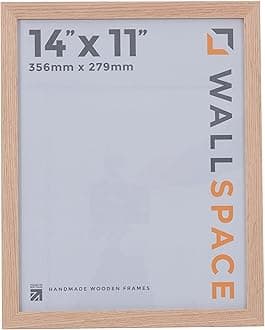 Wall Space 14x11 Oak Picture Frame | Oak 11x14 Photo Frame | 14 x 11 inch | 356x279mm | 35.6x27.9cm | Real Wood with Glass | Handmade Wooden Made in UK