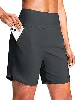 G Gradual Women's 7" Quick Dry Swim Board Shorts Swimming Bottoms High Waisted Beach Shorts for Women with Liner Pockets