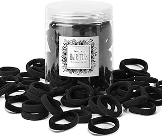 100 Pcs Baby Hair Ties, Seamless Cotton Toddler Hair Ties for Girls and Kids, Black Small Soft Hair Elastics Ponytail Holders