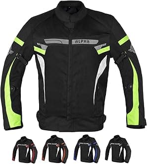 ALPHA CYCLE GEAR BREATHABLE BIKERS RIDING PROTECTION MOTORCYCLE JACKET MESH CE ARMORED (GREEN LANE, MEDIUM)