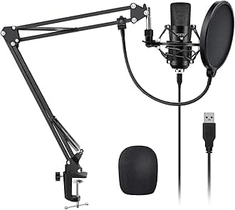 USB Microphone Kit 192KHZ/24BIT Plug & Play Computer PC Microphone Studio Streaming Cardioid Mic with Boom Arm Shock Mount Pop Filter for Recording Broadcasting YouTube Gaming Voice