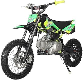 X-PRO Bolt 125 Dirt Bike with Automatic Transmission, Electric Start, Big 14"/12" Tires! (Green)