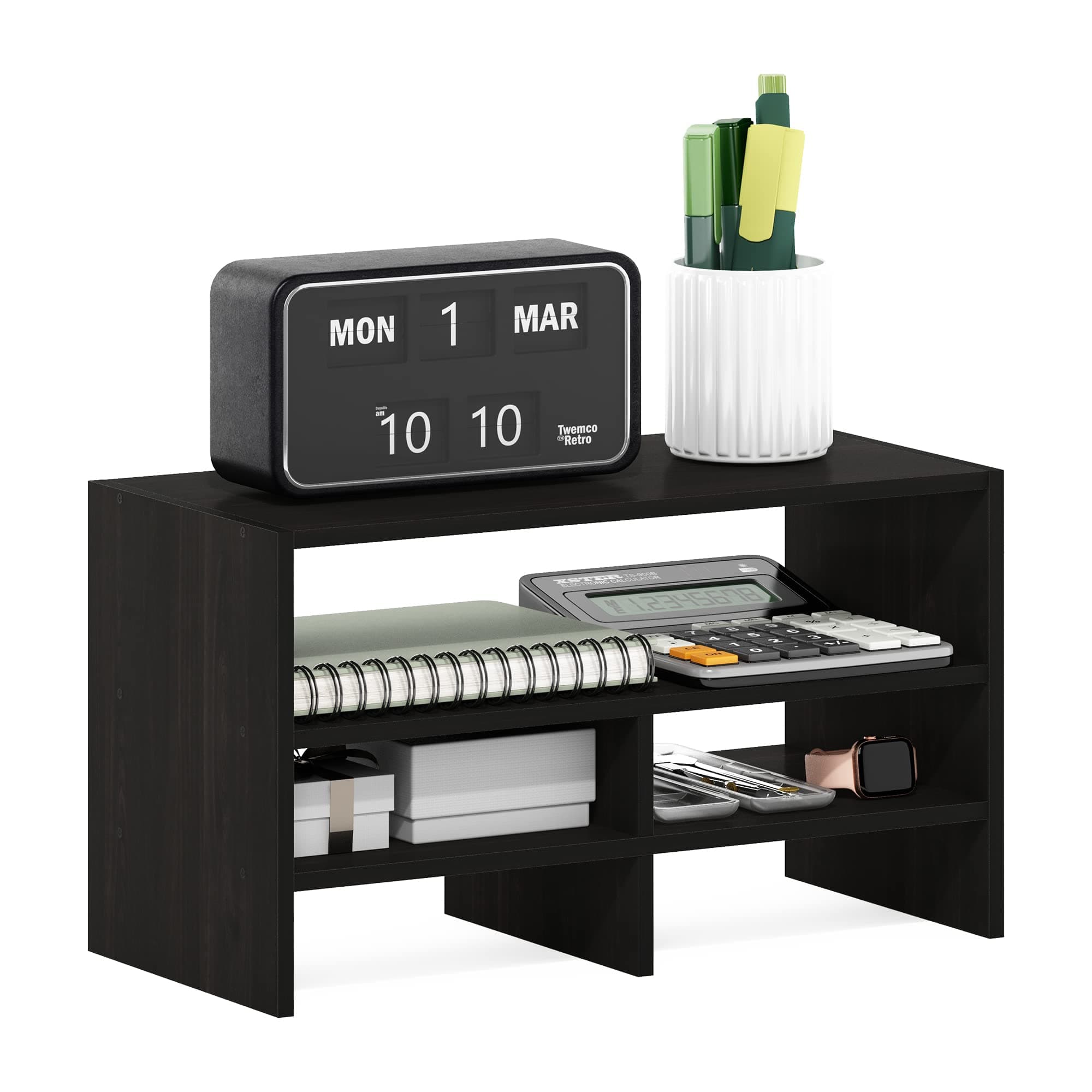 Hermite Desk Top Organizing Shelf Bookcase, Espresso