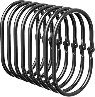 Bathway Shower Curtain Rings, Bathway Shower Curtain Hooks, Black Shower Curtain Hooks Rings Rust Proof, Anti-Drop Smooth Shower Rings for Curtain, 12 Pcs Metal Shower Hooks for Shower Curtain Rod