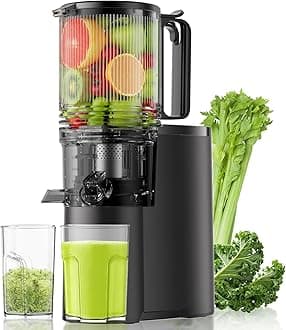 Cold Press Juicer, 5.8" Wide Feed Chute Juice Extractor Machine with 400W, High Juice Yield, Slow Masticating Juicer for Whole Vegetables & Fruits, Dark Gray