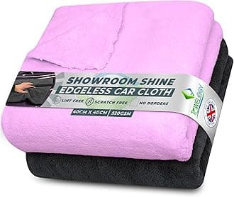 520gsm Professional Microfibre Edgeless Car Cloths QUICK DRY for Auto/Moto Detailing Polishing Washing STREAK FREE & LINT FREE 40x40cm (Grey/Lilac Purple, Pack Of 2)