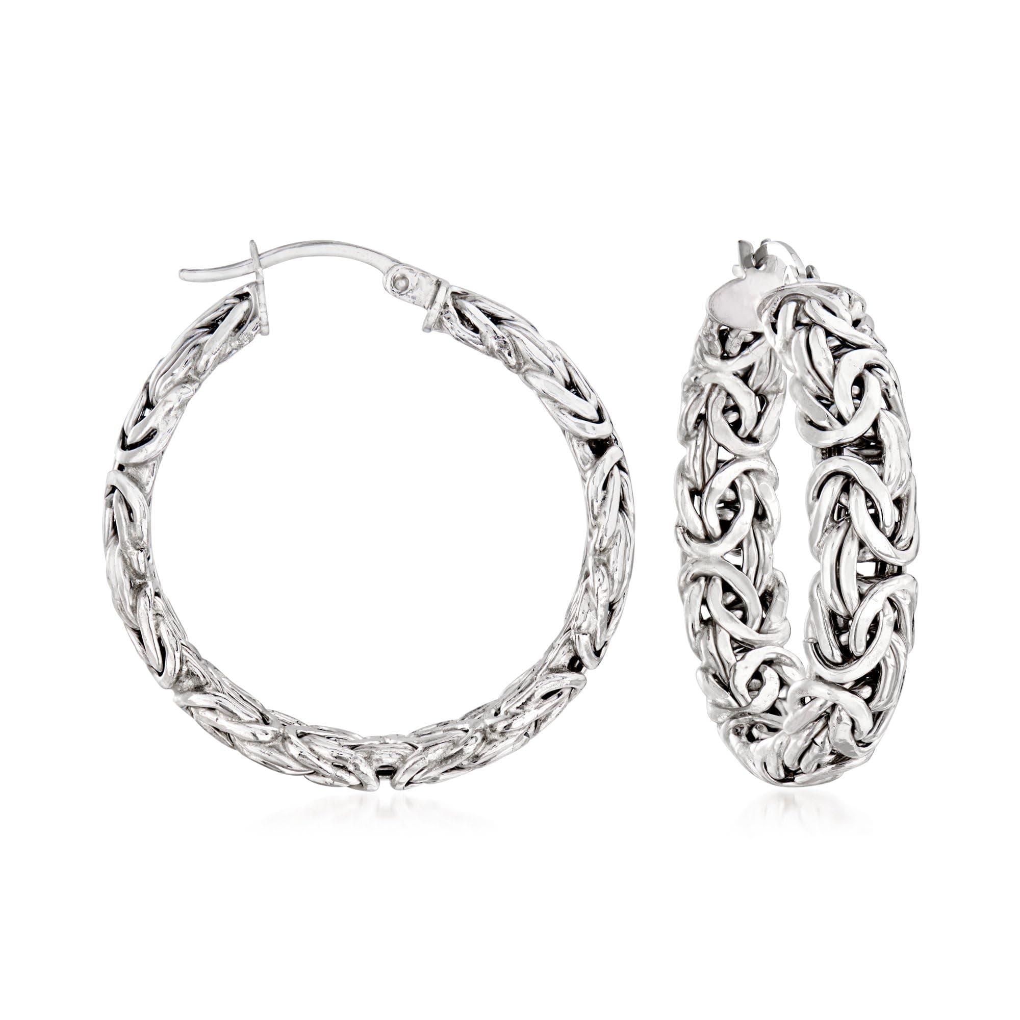 Sterling Silver Byzantine Hoop Earrings