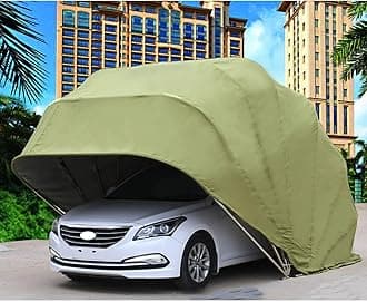 Heavy Duty Carport, Semi-Automatic Foldable Car Shelter Portable Garage, Retractable Car Awning With Metal Frame For Car, Truck, Boat, Car Canopy With All-Season Tarp(Green,19.3X8.8X8FT)