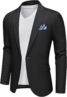 MAGE MALE Men's Slim Fit Blazer Jackets Suit One Button Lightweight Sport Coats Casual Blazer