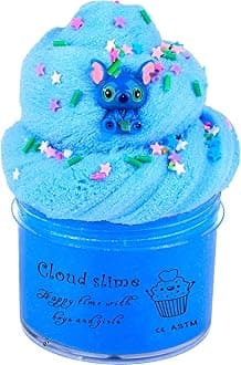 Fluffy Blue Cloud Slime, Super Soft Cloud Slime Toy for Girls Boys, Educational Stress Relief Toys for Kids Party Favors, Classroom Rewards and Valentine's Day Gift 200MLClimeCo CertifiedCarbonfree Certified