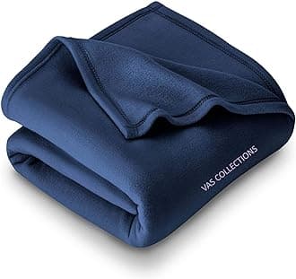 VAS COLLECTIONS - 300 TC All Season Solid/Plain Light Weight Polar Fleece Single Bed Blanket (152 x 230 cm, Blue), Lightweight