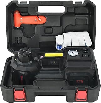 E-HEELP Electric Car Jack 5Ton 12V Kit Hydraulic (Lifting Range: 6.1~17.7 inch) with Inflator Electric Jack for Car SUV Sedan MPV Change Tires Garage Repair Emergency Kit