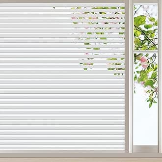 Window Film Privacy Film for Glass Windows Stripe Pattern Frosted Window Film No Glue Static Cling Privacy Film for Office Home Kitchens,30x200 cm