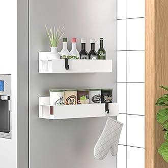 2 Pack Magnetic Spice Storage Rack Organizer for Refrigerator and Oven, White Fridge Organizers and Storage