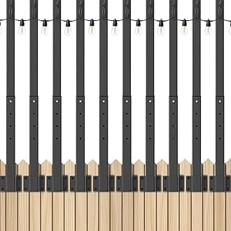 10 Pack String Light Poles,2.8 Ft Light Poles for Outside String Lights,Outdoor Lights Pole with Fork,Metal Poles Stand for Patio Deck Backyard (2.8FT 10 Pack)