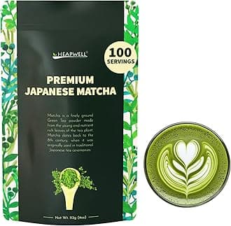 Heapwell Matcha Premium High Grade - Authentic Premium Grade Matcha Green Tea Powder from Japan (113g, 4oz)