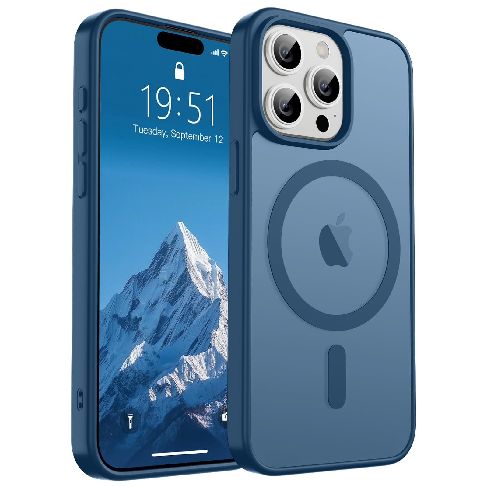 Magnetic for iPhone 15 Pro Max Case(Compatible with MagSafe)(Military Grade Drop Protection) Slim Translucent Matte Shockproof with Anti-Fingerprint Phone Case,Deep Blue