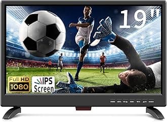 19 Inch HD LED Flat Screen TV 1080p IPS Display w/Digital Dual Tuners ATSC/HDMI/VGA/AV/USB, 12 Volt RV TV Built in Dual Speakers Suitable for Kitchen/RV/Caravan and Boat(Not Smart TV)