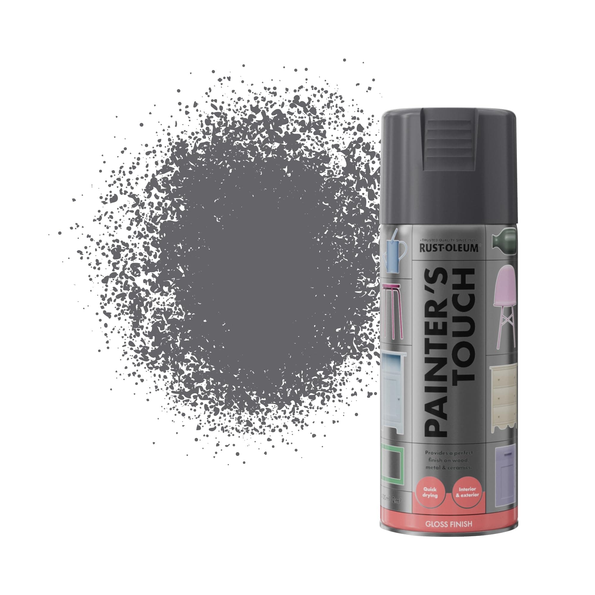 – Rust-Oleum 400ml Painter's Touch Spray Paint - Dark Grey,Packaging May Vary