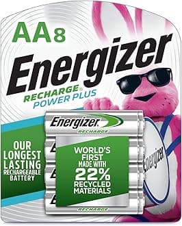 Power Plus Rechargeable AA Batteries (8 Pack), Double A Batteries