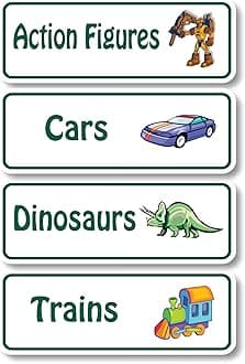 Lovable Labels Toy Bin Organization Labels 64 Pre-Printed + 8 Blank Storage Bin Stickers for Playroom and Daycare Centers