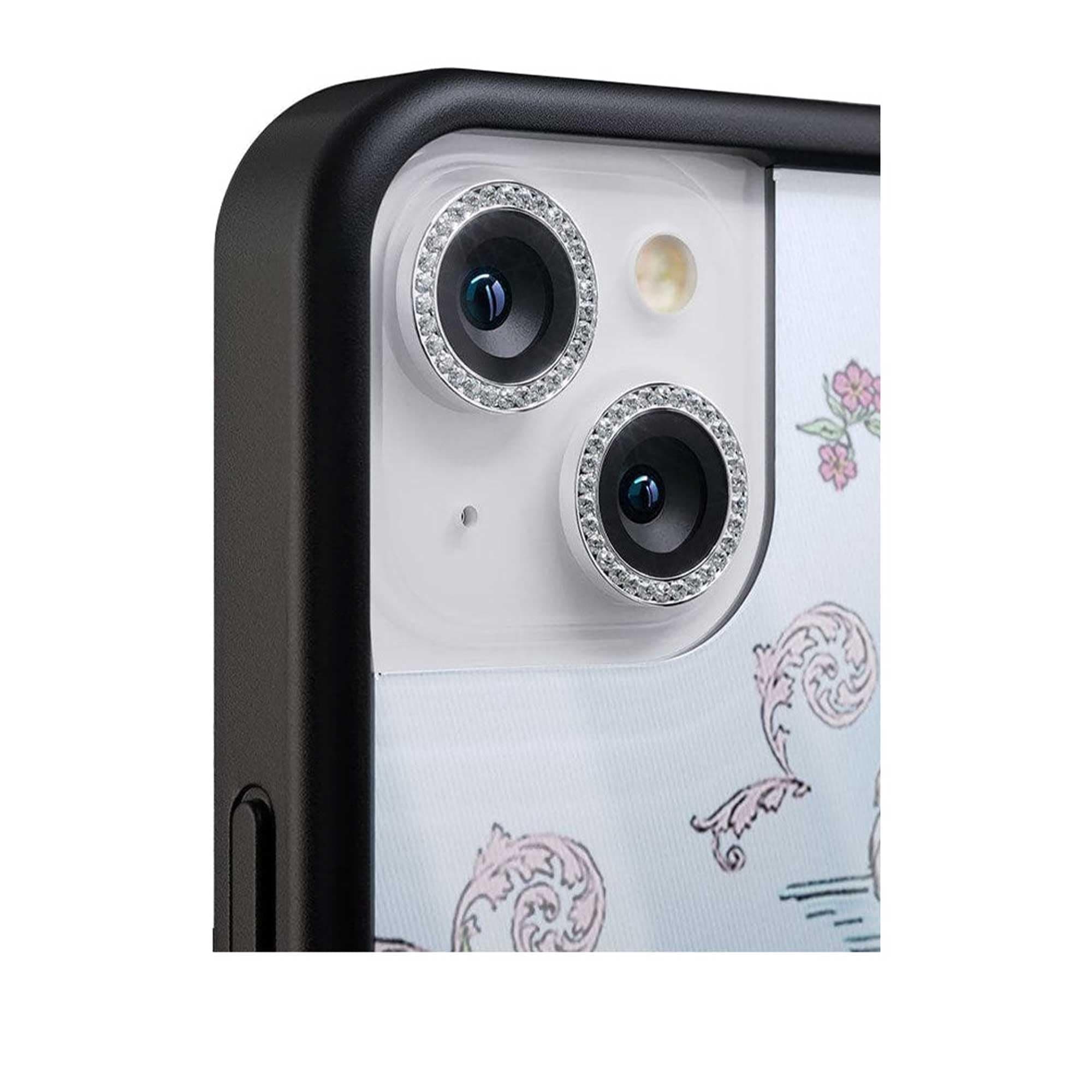 Wildflower Cases - Silver Camera Bling, Compatible with Apple iPhone 12 Pro | Phone Case Compatible, Sparkle, Reflective, Glitter, Diamond, Jeweled Ring, Glass Lens Protector