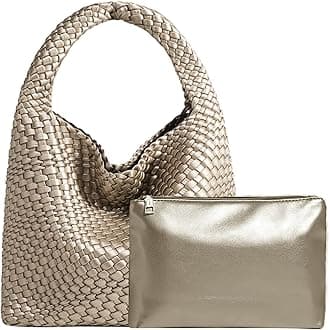 Women Vegan Leather Hand-Woven Tote Handbag Fashion Shoulder Top-handle Bag All-Match Underarm Bag with Purse