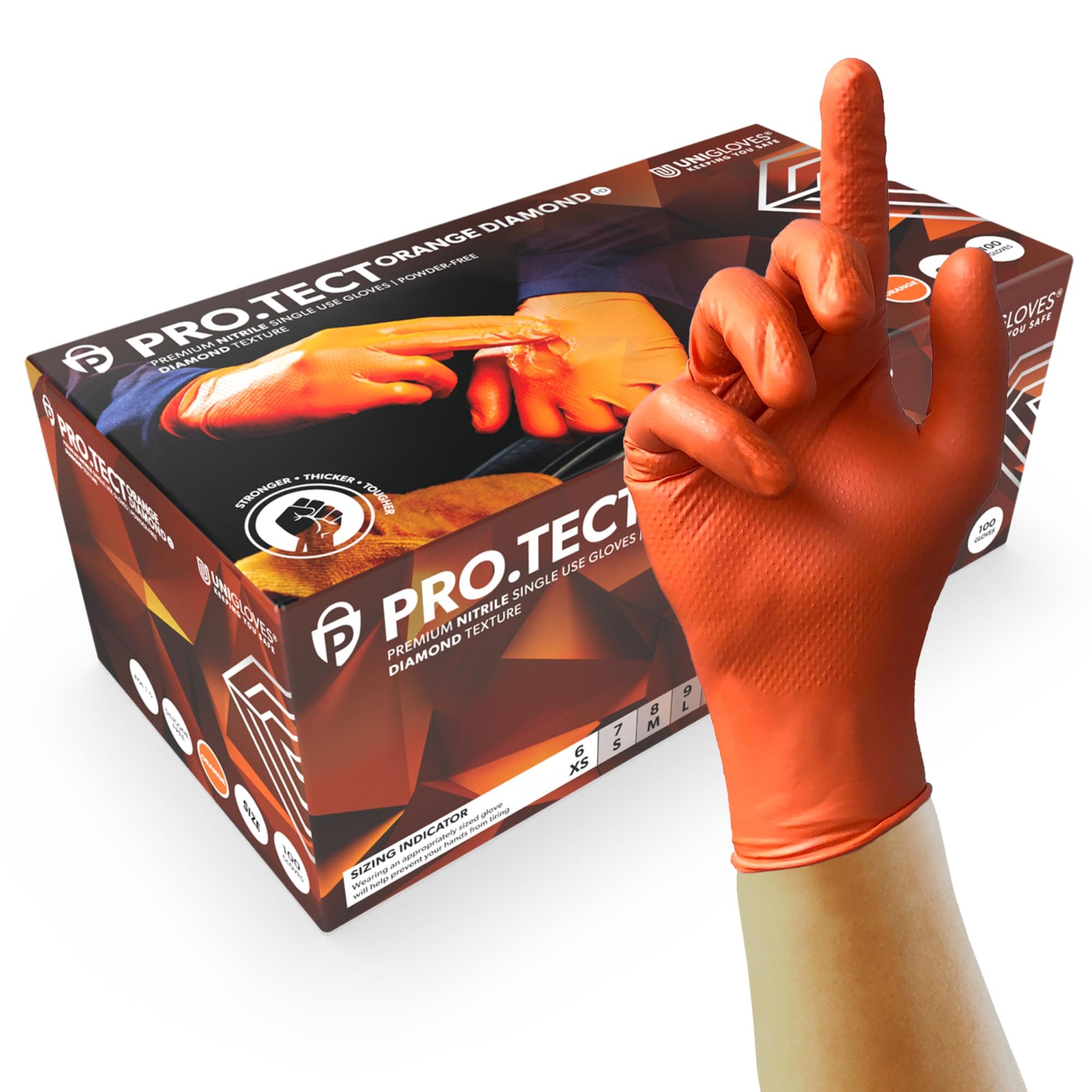 Unigloves PRO.TECT Orange HD GA0054 Nitrile Single Use