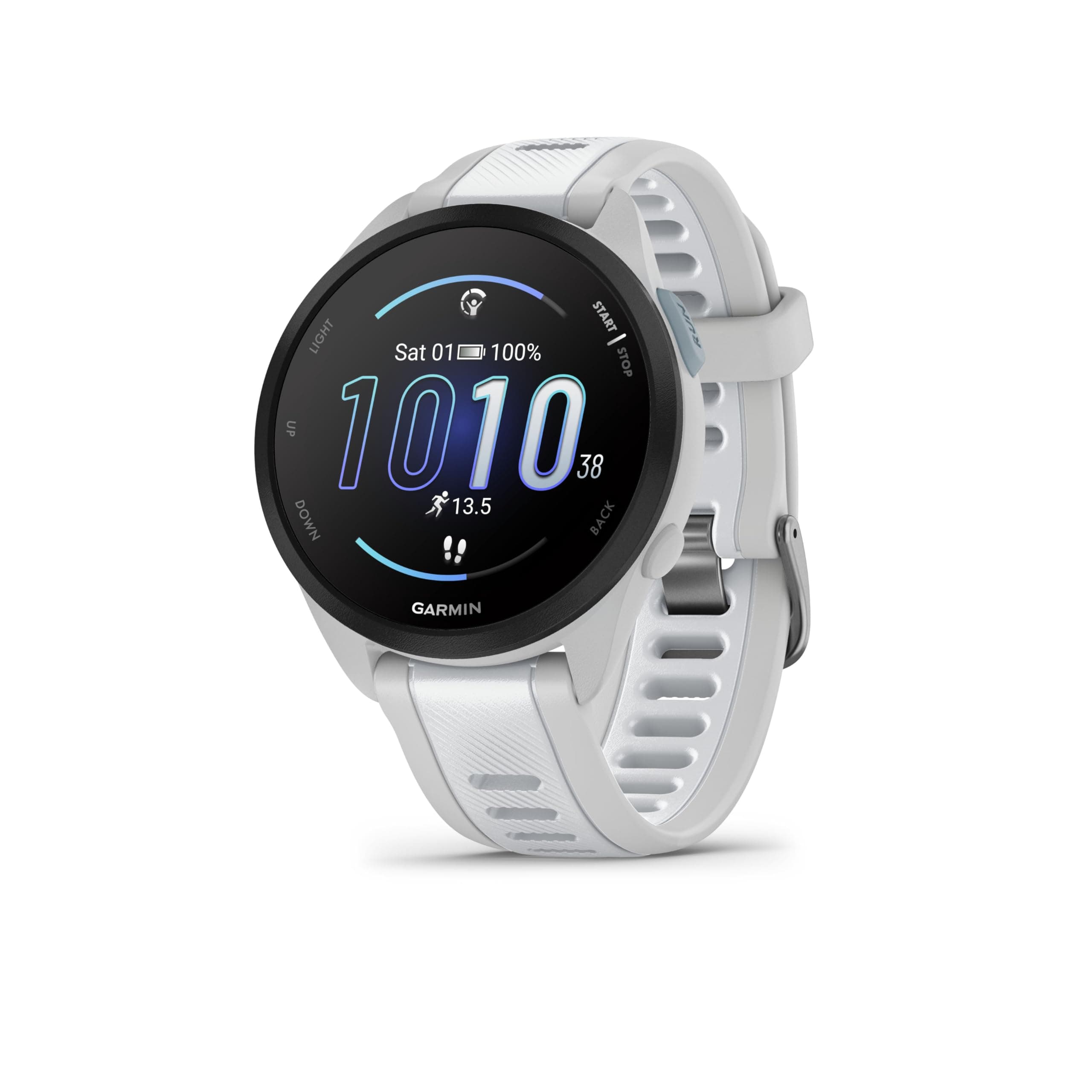 Forerunner 165 GPS 43mm Running Smartwatch, Lightweight, AMOLED Touchscreen, Advanced Training, Insights and Features, Safety & Tracking Features, up to 11 days Battery Life, White