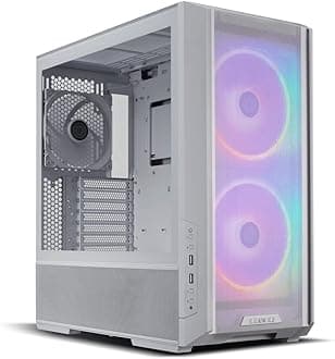 Lian Li Glass Lancool 216 Mid-Tower Case With High Cooling Performance-Includes Controller-Dual Front 160Mm Pwm Fans And 1 Rear 140Mm Pwm Fan-Airflow Focused-Up To 10 Fans(Cs-L216Rcw-X White)