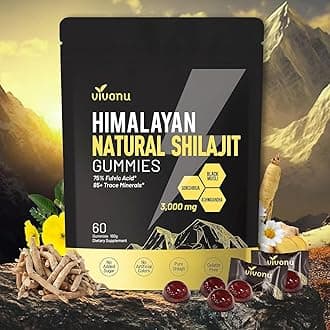 Himalayan* Shilajit Gummies with Ashwagandha & Gokshura | 85+ & Fulvic Acid | Organic, Non-GMO for Men & Women | 100% Pure & Natural